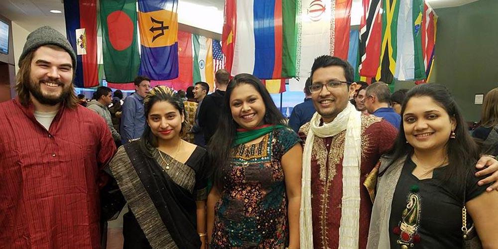 International students with flags