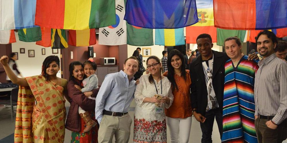 International students with international flags